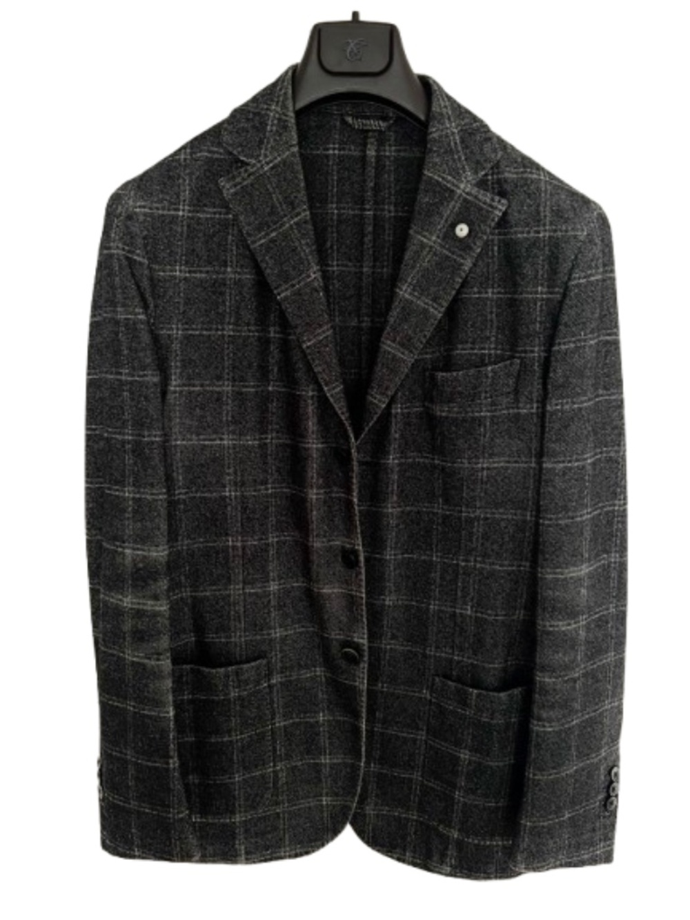L.B.M. 1911 Wool Sport Coat (Dark Grey Windowpane)